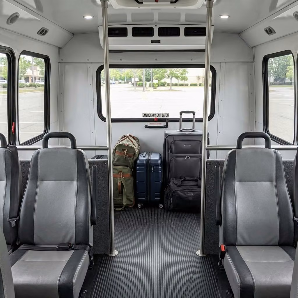 san juan capistrano 30 passenger minibus luggage area
